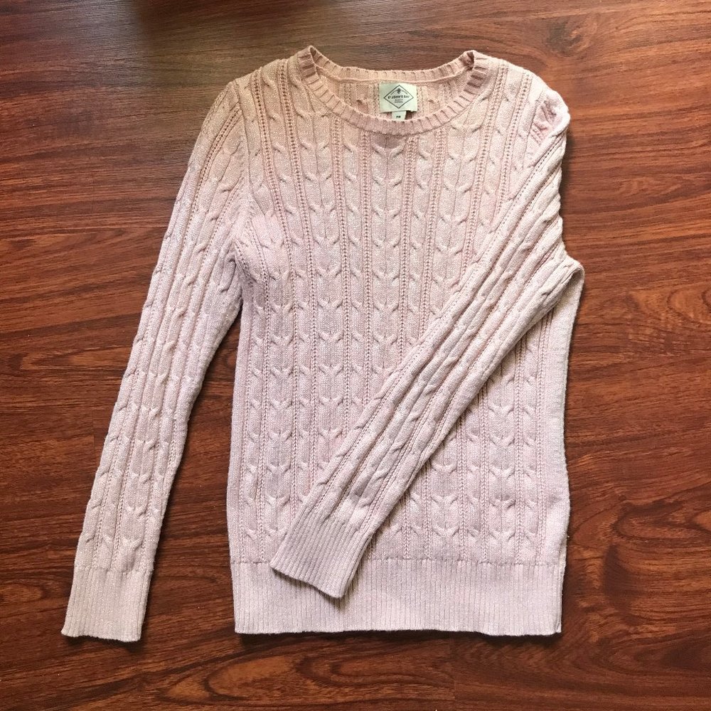 Pink Gold Sparkle Cable Knit Sweater